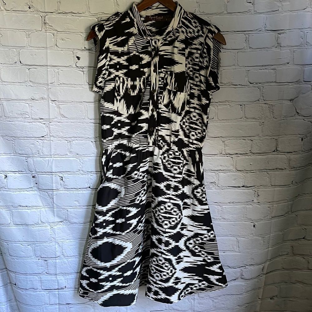 Speed Control Black & White Aztec Print Mini Dress Size S